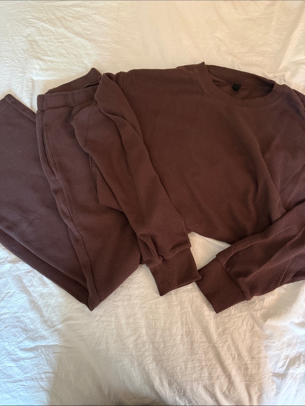 Wide Leg Women's Lounge Pants & Top Set in Deep Brown